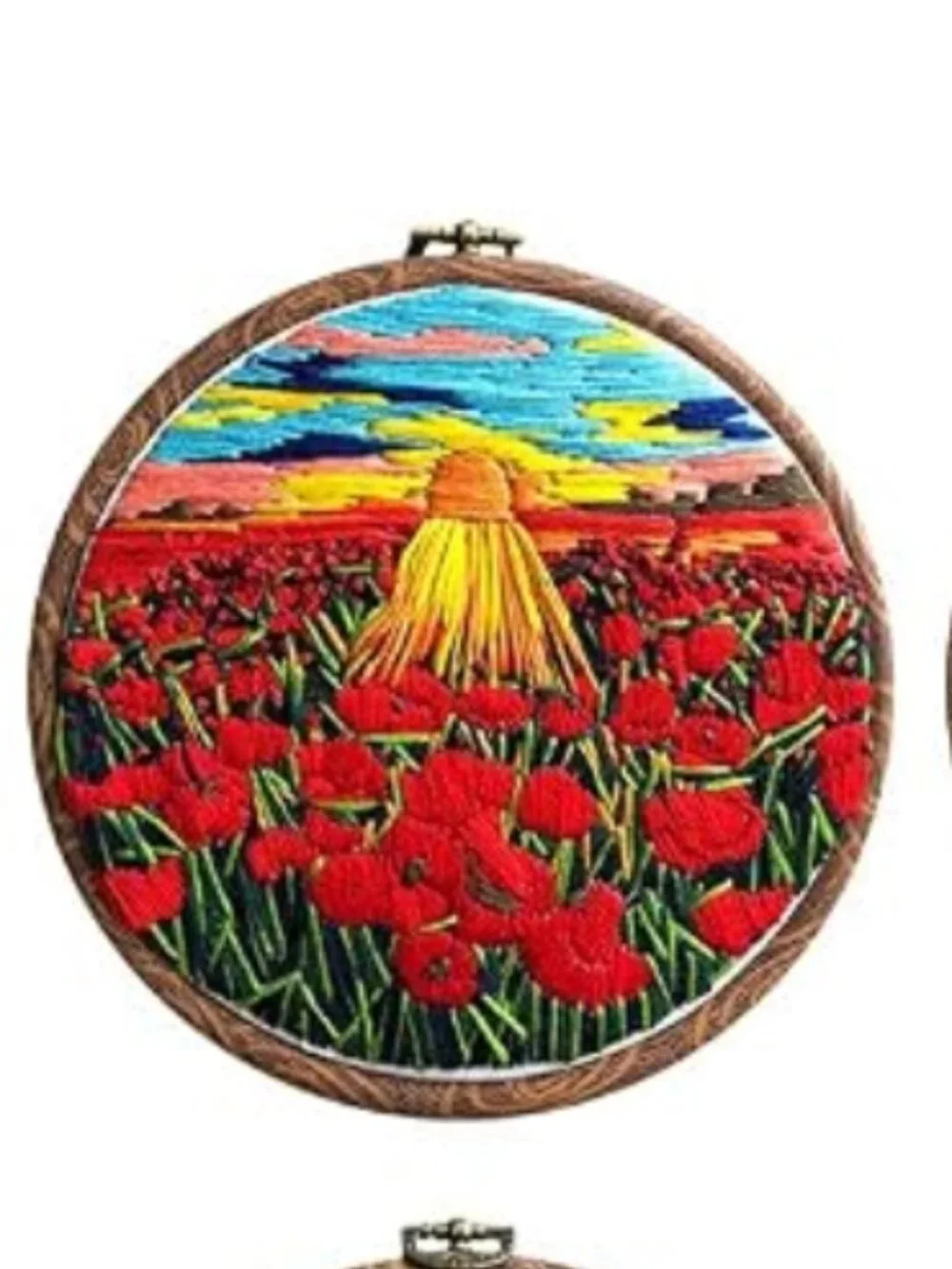 Embroidery Kit Round SunSet in Poppies Scenery NIP